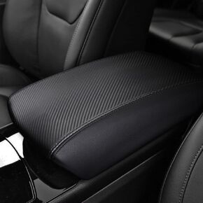 DEYTOP Center Console Cover for Ford Edge 2015-2023 2024 Accessories Car Armrest Cover for Ford Edge 2015 2016 2017 2018-2024 Anti-Scratch Leather Armrest Pad Protector (Black with Black Stitches)
