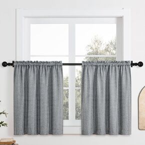 Home Queen Waffle Textured Bathroom Window Curtains, Light Filtering Half Tier Curtains for Kitchen, 36 W X 36 L Inches, Seafoam Green in Kuwait