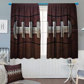 Sports Decor Collection Thermal Insulating Blackout Curtain American Football Themed Fun Traditional Sport Photo Patterned Drape 52"x63" Ivory Black Dark Brown