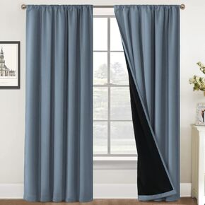 FantasDecor 100% Blackout Curtains 2 Panels Set 52x84 Thermal Insulated Noise Reducing Sleep Enhancing Bedroom Drapes with Rod Pocket Machine Washable Natural