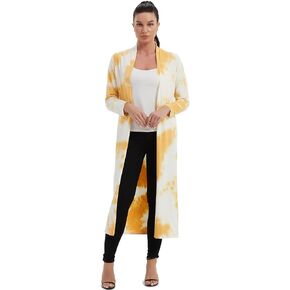 Women's Floor Length Drape Sweater Cardigan -Lightweight Long Sleeve Open Front Maxi Duster with Pockets