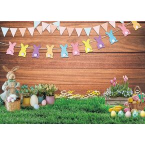LTLYH 7x5ft Easter Photography Backdrop Easter Photo Backdrops Spring Easter Garden Eggs Green Grass Colorful Bokeh Decoration Backdrop 132