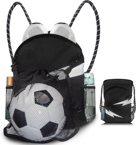 Soccer Bag with Detachable Ball Mesh Bag, Large Capacity Drawstring Gym Bag for Adult Boys Girls, Waterproof Sport Equipment Bag Suitable for Basketball Volleyball Baseball in Saudi Arabia