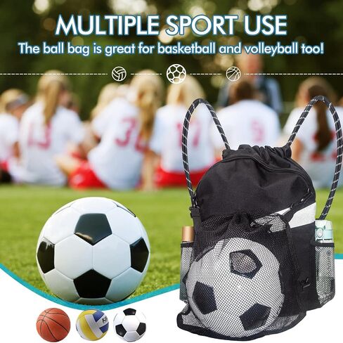 Soccer Bag with Detachable Ball Mesh Bag, Large Capacity Drawstring Gym Bag for Adult Boys Girls, Waterproof Sport Equipment Bag Suitable for Basketball Volleyball Baseball in Saudi Arabia