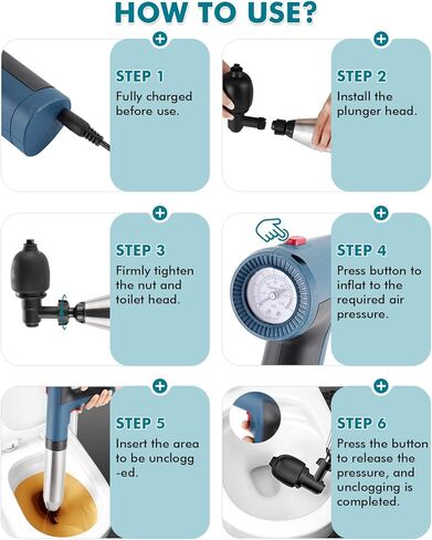 مكبس مرحاض كهربائي مكبس هواء للمرحاض، أداة إزالة انسداد المرحاض، أداة إزالة انسداد الهواء بالضغط العالي، منظف الصرف، مزيل انسداد الصرف، غطاس لحوض المطبخ، تصريف الأرضية، حوض الاستحمام in Kuwait