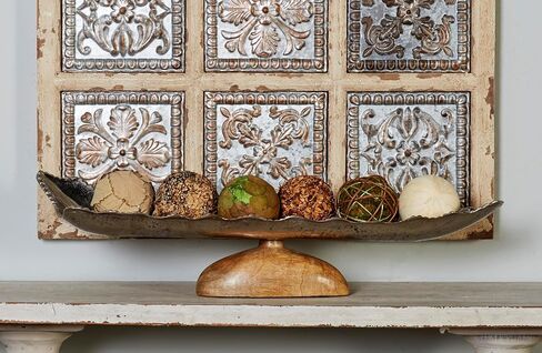Deco 79 Aluminum Tray with Wood base, 30" x 8" x 7", Silver in Saudi Arabia