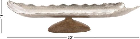 Deco 79 Aluminum Tray with Wood base, 30" x 8" x 7", Silver in Saudi Arabia