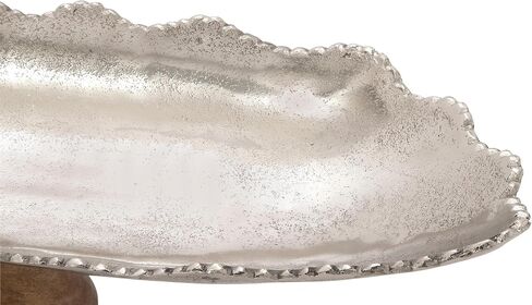 Deco 79 Aluminum Tray with Wood base, 30" x 8" x 7", Silver in Saudi Arabia