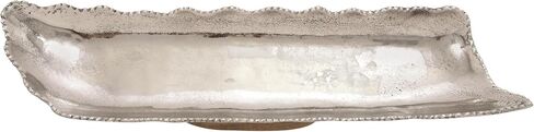 Deco 79 Aluminum Tray with Wood base, 30" x 8" x 7", Silver in Saudi Arabia