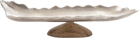 Deco 79 Aluminum Tray with Wood base, 30" x 8" x 7", Silver in Saudi Arabia