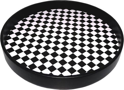 MCBZ Home Round Leather Tray, Round Decorative Tray, Round Serving Tray, Leather Ottoman Tray, Circle Coffee Table Tray,Diameter13.2 * 1.8" (Black) in Saudi Arabia
