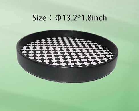 MCBZ Home Round Leather Tray, Round Decorative Tray, Round Serving Tray, Leather Ottoman Tray, Circle Coffee Table Tray,Diameter13.2 * 1.8" (Black) in Saudi Arabia