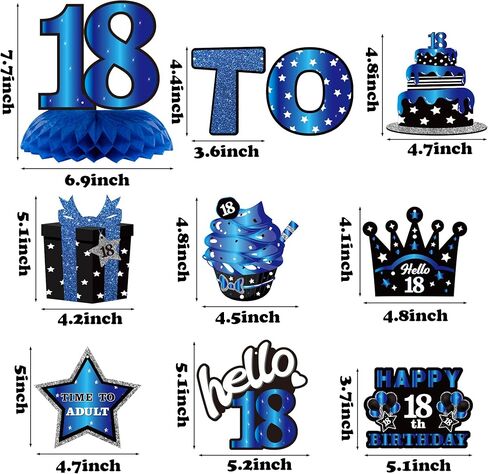 WATINC 26pcs 18th Glitter Black Gold Birthday Banner Party Decorations, Time To Adult 18 Birthday Decorations Hanging Swirls Banner Honeycomb Centerpieces for Boys Girls Happy 18 Years Old Bday Party in Kuwait