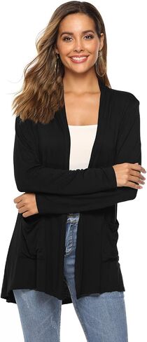 Women's Casual Lightweight Open Front Long Sleeve Cardigans with Pockets in Saudi Arabia