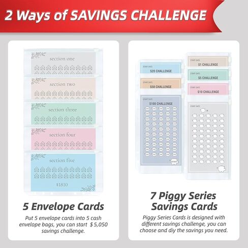 26 قطعة من بطاقة تعقب تحدي توفير الميزانية، كتاب تحدي توفير المال، لتوفير 5050 دولارًا، 500، 10000، 1000، إلخ in Kuwait