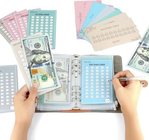 26 قطعة من بطاقة تعقب تحدي توفير الميزانية، كتاب تحدي توفير المال، لتوفير 5050 دولارًا، 500، 10000، 1000، إلخ in Kuwait