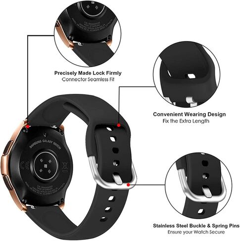 12 شريط لون متوافق مع ساعة Samsung Galaxy Watch Active 2/Galaxy Watch 4/Galaxy Watch 5/Galaxy Watch 6 40mm 44mm، Galaxy Watch 4 6 Classic/Galaxy Watch 5 Pro/Watch 3 41mm، 20mm حزام رياضي من السيليكون الناعم للنساء والرجال in Kuwait