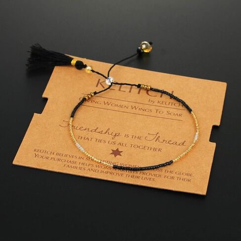 KELITCH جديد 2020 أساور الصداقة ميوكي مطرز أساور منسوجة للنساء أساور أساور (أسود) in Kuwait