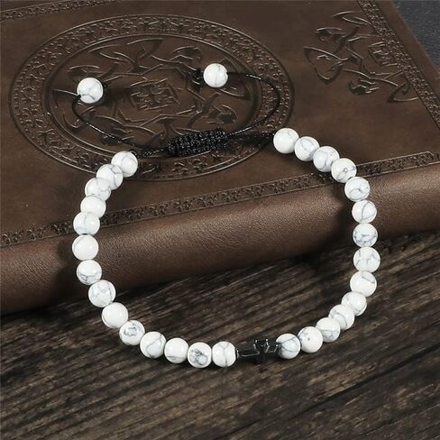 Pingyongchang Cross Beads Bracelet for Men 6mm Natural Stone Handmade Braided Adjustable Bracelet Gifts for Women Girls Couple Gifts Jewelry in Saudi Arabia