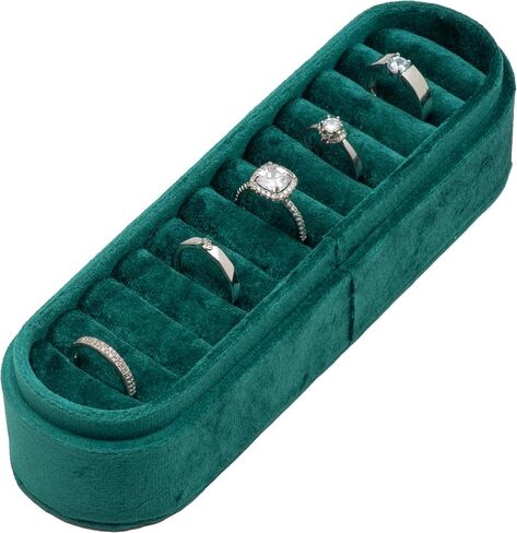 Velvet Small Multiple Ring Box Portable Organizer Display Storage Travel Case Jewelry Earring Holder for Wedding Birthday Christmas Day (Beige) in Saudi Arabia