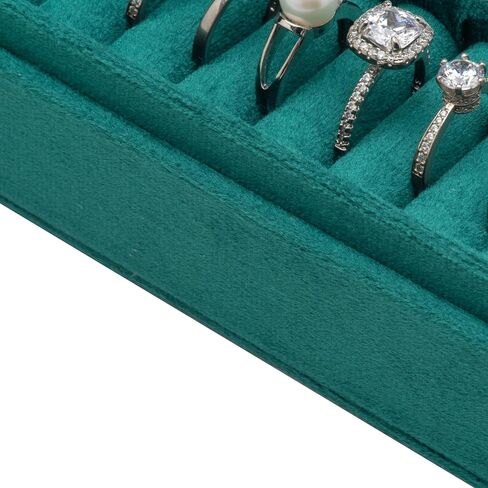 Velvet Small Multiple Ring Box Portable Organizer Display Storage Travel Case Jewelry Earring Holder for Wedding Birthday Christmas Day (Beige) in Saudi Arabia