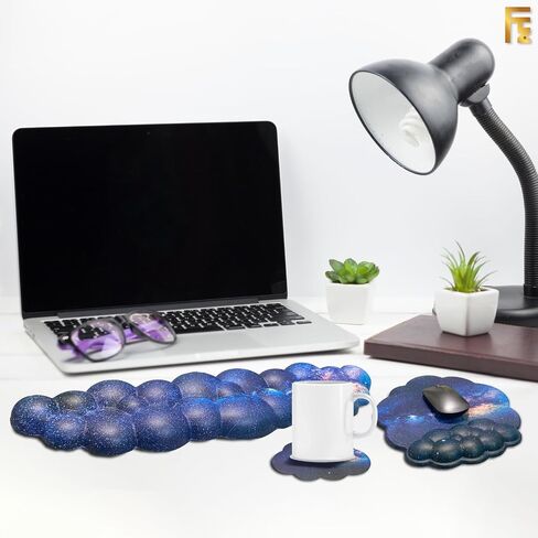 3pcs Cloud Wrist Rest - Large Waterproof Leather Galaxy Mouse Pad Keyboard Wrist Rest, Non-Slip Gaming Desk Coaster Wrist Rest for Computer Keyboard Mouse Pad Cloud Set for Typing Wrist Support in Saudi Arabia