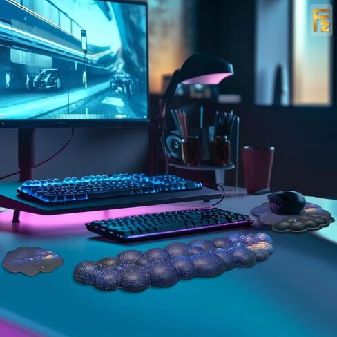 3pcs Cloud Wrist Rest - Large Waterproof Leather Galaxy Mouse Pad Keyboard Wrist Rest, Non-Slip Gaming Desk Coaster Wrist Rest for Computer Keyboard Mouse Pad Cloud Set for Typing Wrist Support in Saudi Arabia
