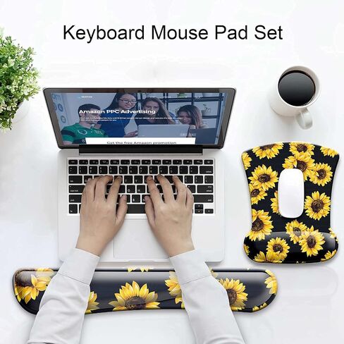 Keyboard Wrist Rest Pad and Ergonomic Mouse Pad with Wrist Support Gel Set, Non-Slip Rubber Base, Cute Mouse Pad for Easy Typing & Pain Relief, for Gaming, Computer, Office -Heart Galaxy in Saudi Arabia