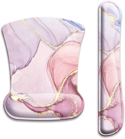 Keyboard Wrist Rest Pad and Ergonomic Mouse Pad with Wrist Support Gel Set, Non-Slip Rubber Base, Cute Mouse Pad for Easy Typing & Pain Relief, for Gaming, Computer, Office -Heart Galaxy in Saudi Arabia
