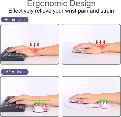 Keyboard Wrist Rest Pad and Ergonomic Mouse Pad with Wrist Support Gel Set, Non-Slip Rubber Base, Cute Mouse Pad for Easy Typing & Pain Relief, for Gaming, Computer, Office -Heart Galaxy in Saudi Arabia