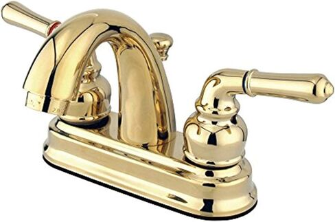 Kingston Brass GKB5612NML Naples 4 "صنبور حمام في المنتصف، 3-5/8" وصول صنبور، نحاس مصقول in Kuwait