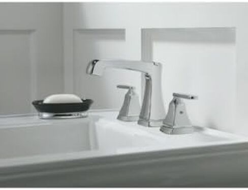 صنبور حمام Delta Faucet Ashlyn واسع الانتشار 3 فتحات، صنبور حمام أسود غير لامع أسود، صنبور حوض الحمام، تقنية ختم DIAMOND، مجموعة تصريف معدنية، أسود غير لامع 3564-BLMPU-DST in Kuwait