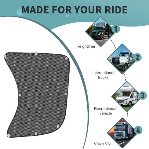 Side Window Sun Shades for Semi Trucks&RV - Keep Your Cab Cool and Comfortable,Semi Truck Accessories,Easy Install Custom Fit for Freightliner Volvo VNL International Trucks in Saudi Arabia