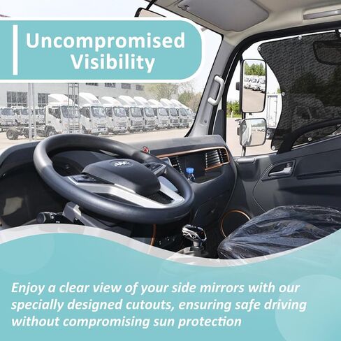 Side Window Sun Shades for Semi Trucks&RV - Keep Your Cab Cool and Comfortable,Semi Truck Accessories,Easy Install Custom Fit for Freightliner Volvo VNL International Trucks in Saudi Arabia