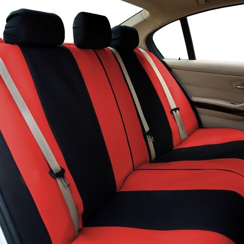 FH Group FB072RED115 مجموعة كاملة من أغطية مقاعد السيارات Road Master باللون الأحمر تناسب معظم السيارات وسيارات الدفع الرباعي والشاحنات (متوافقة مع الوسادة الهوائية والمقاعد المنفصلة) in Saudi Arabia
