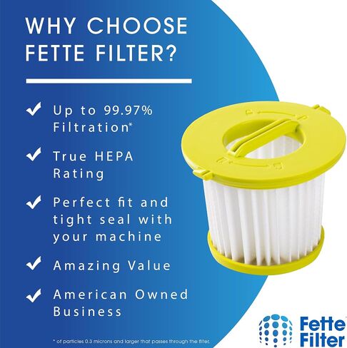 فلتر Fette - استبدال فلتر المكنسة الكهربائية المتوافق مع موديلات المكنسة الكهربائية المحمولة Ryobi ONE+ 18V PCL700 PCL704 PCL705 مقارنة بالجزء # A32F05N A32HF00 - عبوة من قطعتين in Kuwait