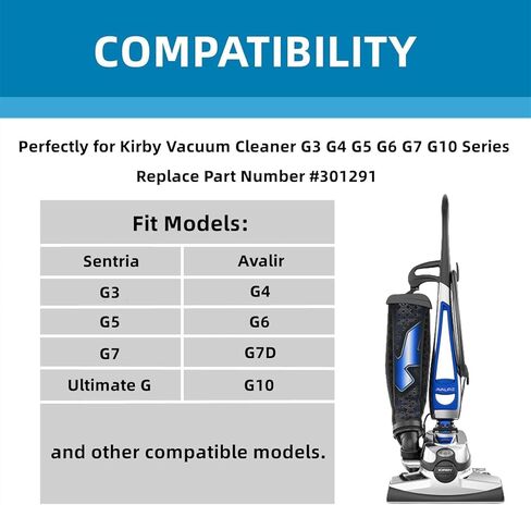 أحزمة بديلة للمكنسة الكهربائية كيربي سنتريا، أفالير 2، جي 3، جي 4، جي 5، جي 6، جي 7 وألتميت جي، قطعة بديلة 301291، عبوة من 3 قطع in Kuwait