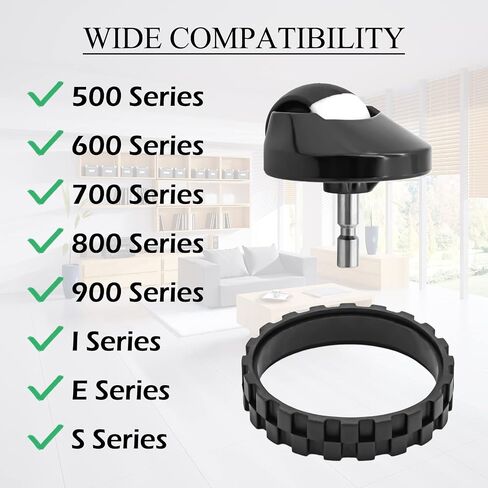 2 Pack Tires for IROBOT ROOMBA Wheels Series E5 E6 E7 i7 i7+ 500, 600, 700, 800 and 900 Anti-Slip, Great Adhesion and Easy Assembly. Replacement for All roomba Models, Black in Saudi Arabia