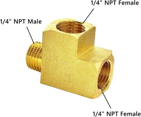 3 قطع 1/4 بوصة NPT موصل تي، 1/4 بوصة NPT أنثى x 1/4 بوصة NPT أنثى x 1/4 بوصة NPT موصل ذكر، تركيب الأنابيب النحاسية، معدن صناعي 1/4 بوصة NPT T محول توصيل شارع T 3 طرق in Kuwait