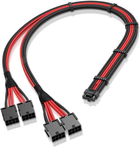 تمديد كابل طاقة بأكمام EZDIY-FAB GPU، 16pin(12+4) 12VHPWR PCIe 5.0 موصل ذكر إلى 4X PCIE 8 PIN لـ RTX 3090Ti/RTX4090/RTX4080، مع أمشاط كابل مثبتة مسبقًا-16AWG/أبيض نقي in Kuwait