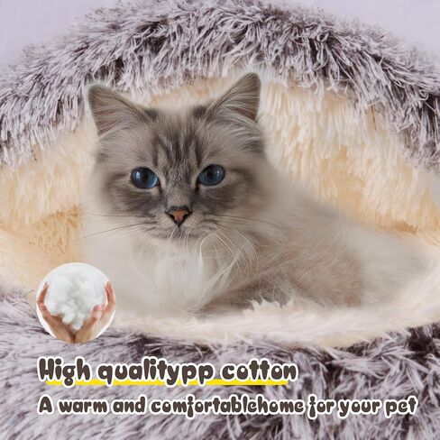 Cat Bed for Indoor Cats, Calming Cozy Cave with Self-Warming Plush, Entire Bed Machine Washable & Anti-Slip Base, Breathable Pet Bed for Small Cats&Dogs All Seasons (Leather Pink, 20*20inch) in Saudi Arabia