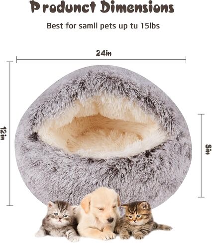 Cat Bed for Indoor Cats, Calming Cozy Cave with Self-Warming Plush, Entire Bed Machine Washable & Anti-Slip Base, Breathable Pet Bed for Small Cats&Dogs All Seasons (Leather Pink, 20*20inch) in Saudi Arabia