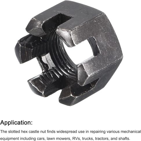 Hexagon Slotted Nuts with Fine Thread, M10 x 1.25mm GB58 Carbon Steel Hex Castle Nuts Black - Pack of 10 in Saudi Arabia