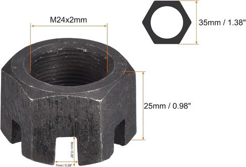 Hexagon Slotted Nuts with Fine Thread, M10 x 1.25mm GB58 Carbon Steel Hex Castle Nuts Black - Pack of 10 in Saudi Arabia