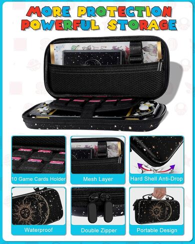 8in1 Maro Switch Oled Case for Nintendo Switch Oled Carrying Cases Boy Anime Hard Protective Cover Dockable Skin+Thumb Grips+Game Holder+Sticker for Switch Oled Travel Case in Saudi Arabia