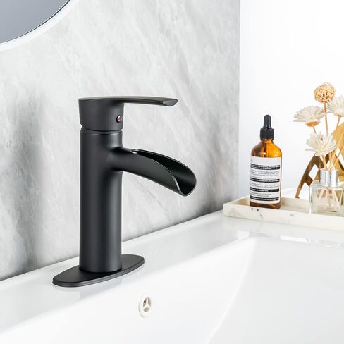 Bathroom Sink Faucet, Waterfall Bathroom Faucets Single Handle One Hole or Three Holes Faucet for Bathroom Sink Tap with Cover Plate 100% Lead-Free Bathroom Faucet, Brushed Nickel in Saudi Arabia
