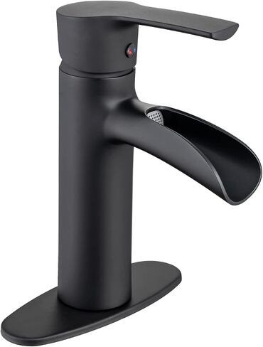 Bathroom Sink Faucet, Waterfall Bathroom Faucets Single Handle One Hole or Three Holes Faucet for Bathroom Sink Tap with Cover Plate 100% Lead-Free Bathroom Faucet, Brushed Nickel in Saudi Arabia