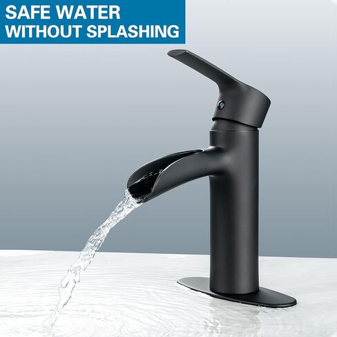 Bathroom Sink Faucet, Waterfall Bathroom Faucets Single Handle One Hole or Three Holes Faucet for Bathroom Sink Tap with Cover Plate 100% Lead-Free Bathroom Faucet, Brushed Nickel in Saudi Arabia