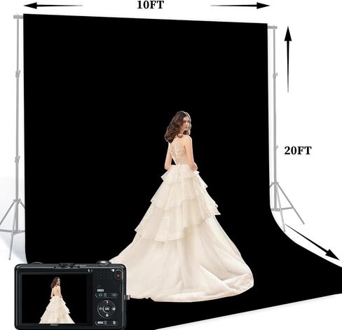 BEIYANG White 10 x 20 Ft Large Screen Backdrop for Photography, Pure White Non-Reflective Fabric Wrinkle Free Photo Background for Zoom Meeting, Game Live Steaming and Photo Studio Shooting Props in Saudi Arabia