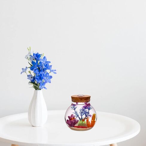 وعاء السمك POPETPOP مع ضوء LED - حوض زجاجي مع غطاء حوض أسماك صغير، مزهرية ذات مناظر طبيعية صغيرة، زجاجة زجاجية ذات مناظر طبيعية، حاويات تررم زجاجية لسطح المكتب للنباتات النضرة in Kuwait